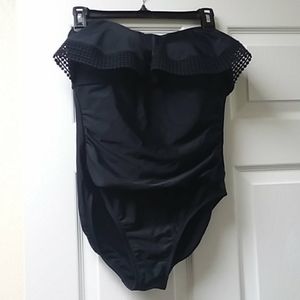 Kona Sol black crochet front bathing suit